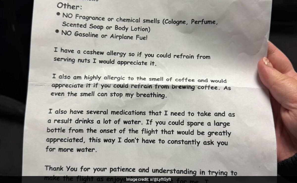 Thumbnail for Plane Passenger’s Allergy List Bans Jet Fuel, Coffee, Cashews Mid-Flight
