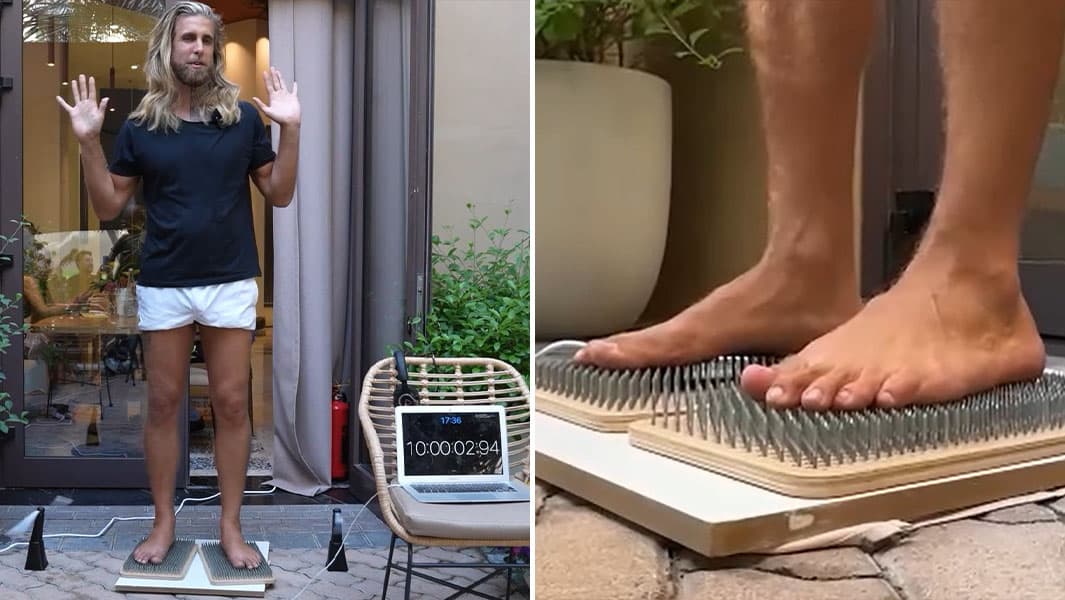 Thumbnail for Ferdinand Morellec’s 13-Hour Nail Board Stand: Dubai Zen Meets Barefoot Irony