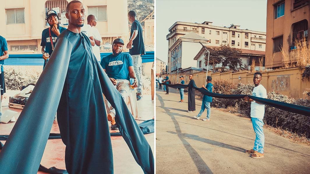 Thumbnail for Nigerian Designer Samuel Ezeh Sews 51-Meter Sleeves Outranking Lady Liberty